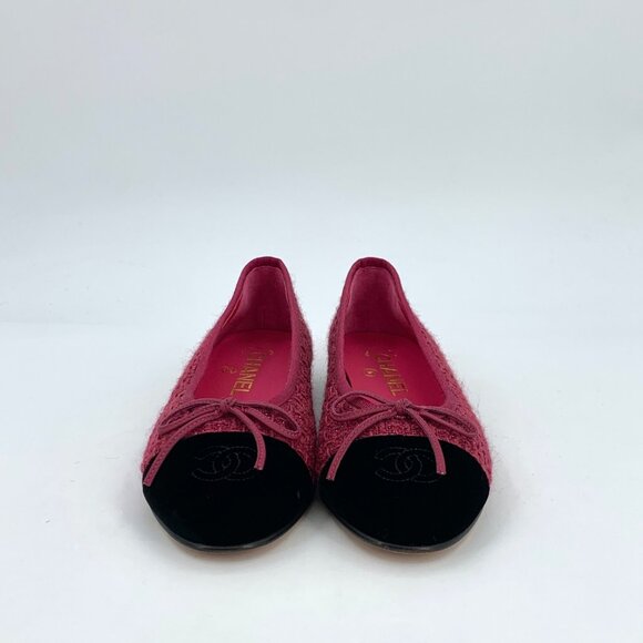 Chanel Pink Bow Woven Ballet Flats - Picture 3 of 9